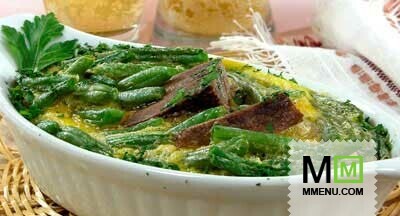 Баранина со стручками фасоли и яйцом Баранина со стручками фасоли и яйцом