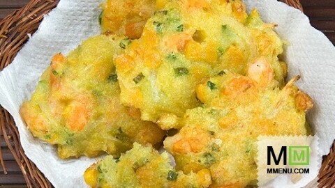 Оладьи с креветками и луком Оладьи с креветками и луком