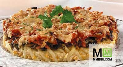 Запеканка из макарон с мясным ассорти Запеканка из макарон с мясным ассорти