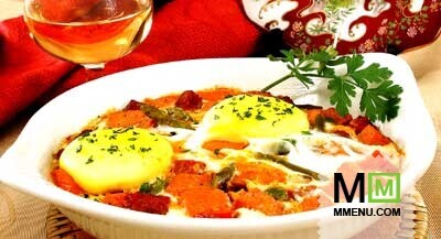 Яичница-глазунья с овощами Яичница-глазунья с овощами