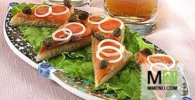 Канапе с копченым лососем Канапе с копченым лососем