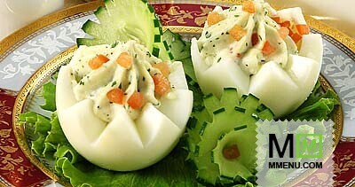 Корзиночки из яиц с помидорами Корзиночки из яиц с помидорами