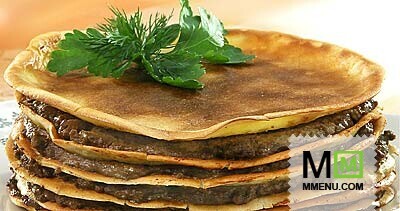 Блинчатый пирог с печенью Блинчатый пирог с печенью