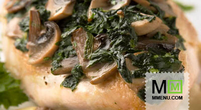 Грудка куриная, запеченная с грибами и шпинатом Грудка куриная, запеченная с грибами и шпинатом