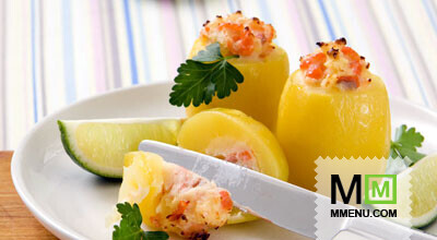 Картофель, фаршированный копченой рыбой Картофель, фаршированный копченой рыбой