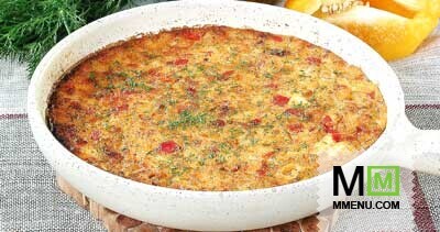 Летний гювеч с перцем, яйцом и брынзой Летний гювеч с перцем, яйцом и брынзой