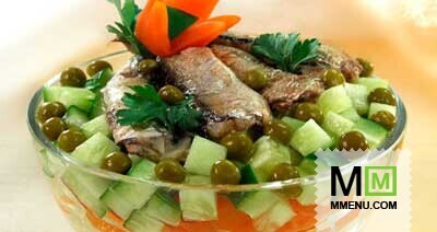Салат овощной со шпротами Салат овощной со шпротами