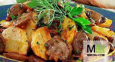 Грибы, тушенные с картофелем Грибы, тушенные с картофелем