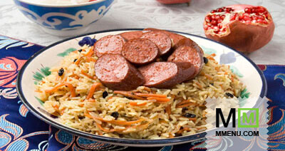 Плов с конской колбасой Плов с конской колбасой
