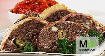 Мясной рулет с оливками и брынзой Мясной рулет с оливками и брынзой