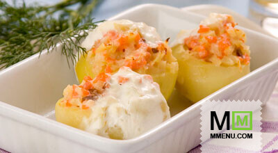 Картофель с копченой рыбой Картофель с копченой рыбой