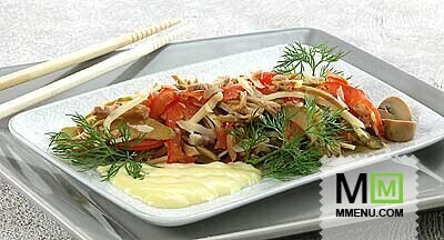 Салат мясной с грибами