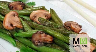 Стручковая фасоль, жаренная с шампиньонами Стручковая фасоль, жаренная с шампиньонами