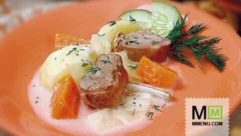 Баранина отварная с овощами Баранина отварная с овощами