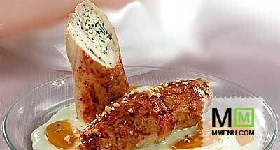Куриные рулеты в персиковом соусе Куриные рулеты в персиковом соусе