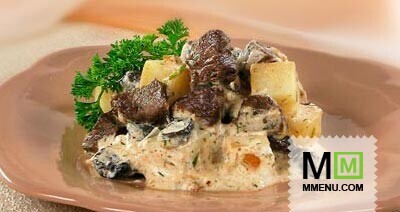 Мясо с грибами в горшочке Мясо с грибами в горшочке
