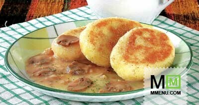 Котлеты картофельные с грибным соусом Котлеты картофельные с грибным соусом