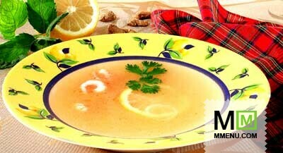 Суп с лимоном и креветками