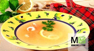Суп с лимоном и креветками Суп с лимоном и креветками