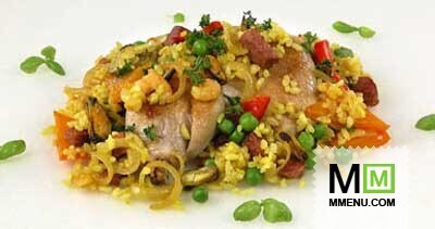 Курица с ризотто из морепродуктов Курица с ризотто из морепродуктов