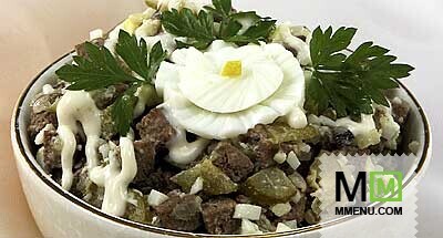 Салат из говяжьей печени с грибами Салат из говяжьей печени с грибами