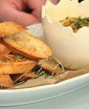 Приготовление блюда по рецепту - Хумус из чечевицы с гренками и мандариновым соусом. Шаг 5