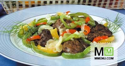 Куриная печень со сладким перцем Куриная печень со сладким перцем