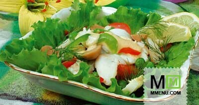 Рыбный салат с зеленым горошком