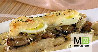 Рыба, запеченная с грибами и картофелем Рыба, запеченная с грибами и картофелем