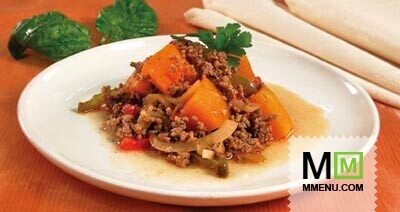 Тыква, тушенная с мясом и перцем Тыква, тушенная с мясом и перцем