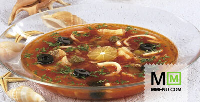 Рыбная солянка с кальмарами Рыбная солянка с кальмарами