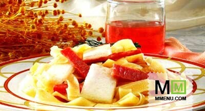 Лапша с ветчиной и дыней Лапша с ветчиной и дыней