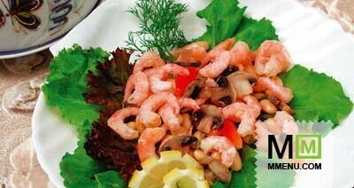 Салат грибной с креветками Салат грибной с креветками
