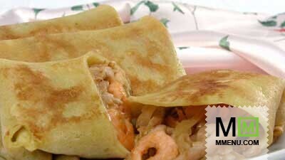 Блинчики с начинкой из креветок и мяса Блинчики с начинкой из креветок и мяса