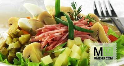 Салат грибной с ветчиной Салат грибной с ветчиной