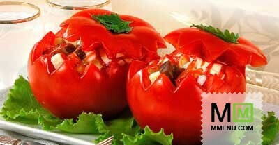 Помидоры, фаршированные мясным салатом Помидоры, фаршированные мясным салатом