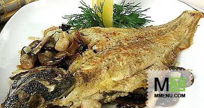 Камбала с шампиньонами Камбала с шампиньонами
