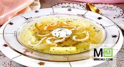 Рассольник домашний с кальмарами Рассольник домашний с кальмарами