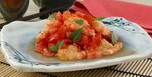 Рецепт - Креветки с помидорами
