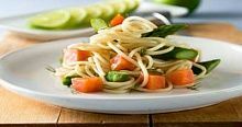 Рецепт - Спагетти с копченым лососем и спаржей