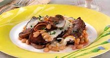 Рецепт - Мясо, тушенное с грибами и фасолью