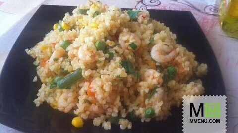 Булгур с креветками и овощами Булгур с креветками и овощами
