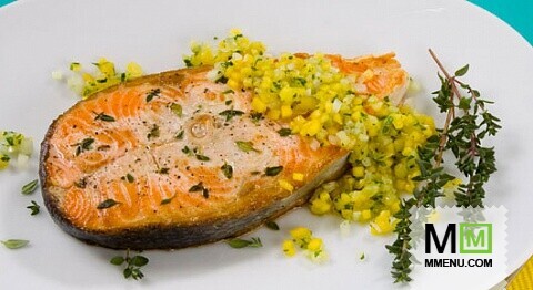 Стейки из лосося с фруктовой сальсой Стейки из лосося с фруктовой сальсой