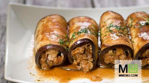 Рулетики из баклажанов с мясом и рисом Рулетики из баклажанов с мясом и рисом