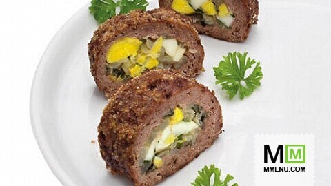Рулет мясной с луком и яйцом Рулет мясной с луком и яйцом