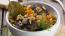 Рецепт - Мясо косули, тушенное с рисом