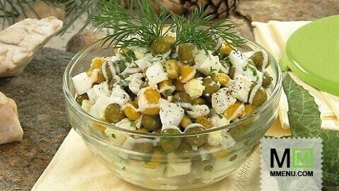 Салат из яиц, горошка и кукурузы