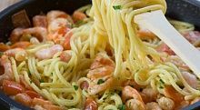 Рецепт - Спагетти с креветками