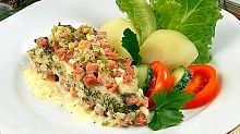 Рецепт - Минтай с копченой грудинкой