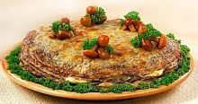 Рецепт - Торт из блинчиков с грибами